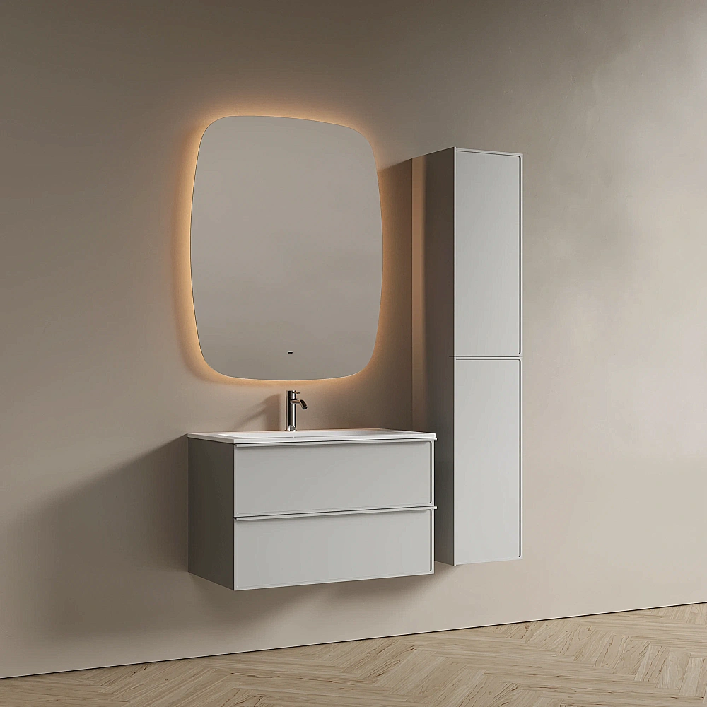 Тумба с раковиной Sancos Velta 80 VL80WG+CN7012 теплый серый матовая/раковина белая, с отверстием для ванной в интернет-магазине Sanbest