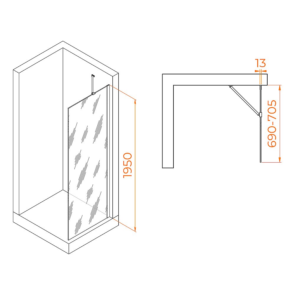 Душевое ограждение RGW WA-110W 70 стекло прозрачное/профиль белый купить в интернет-магазине Sanbest