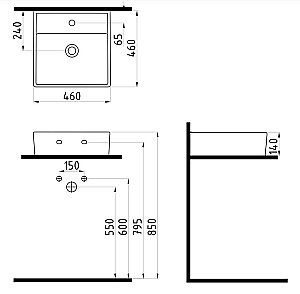 Раковина накладная Bien Infinitum 46 INLG04601FD1W5000 белая купить в интернет-магазине Sanbest