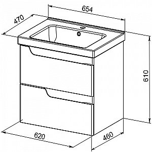 Тумба с раковиной Orange TOPLINE-Milano TP-M65-02+RA белая для ванной в интернет-магазине Sanbest