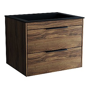 Тумба с раковиной Vincea Chiara 2D 60 VMC-2C2600CO/VCB-13600B тёмный дуб/раковина черная для ванной в интернет-магазине Sanbest