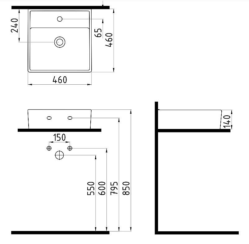 Раковина накладная Bien Infinitum 46 INLG04601FD1W5000 белая купить в интернет-магазине Sanbest