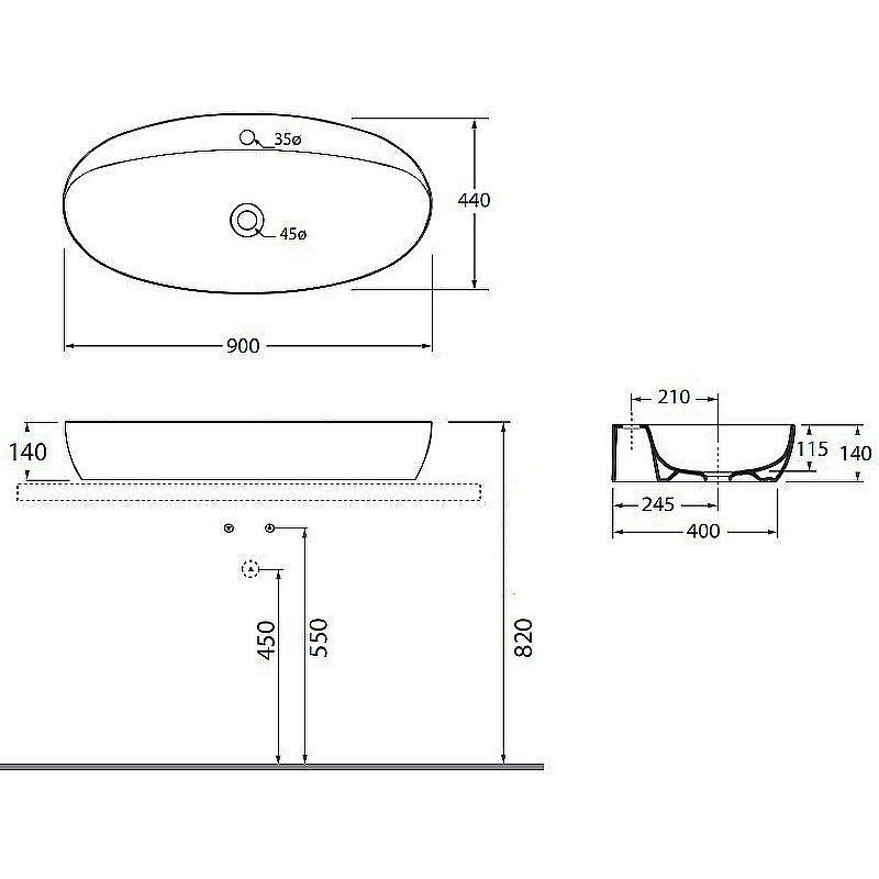 Раковина накладная Azzurra Elegance 90 ECI90M bi*1 белая купить в интернет-магазине Sanbest