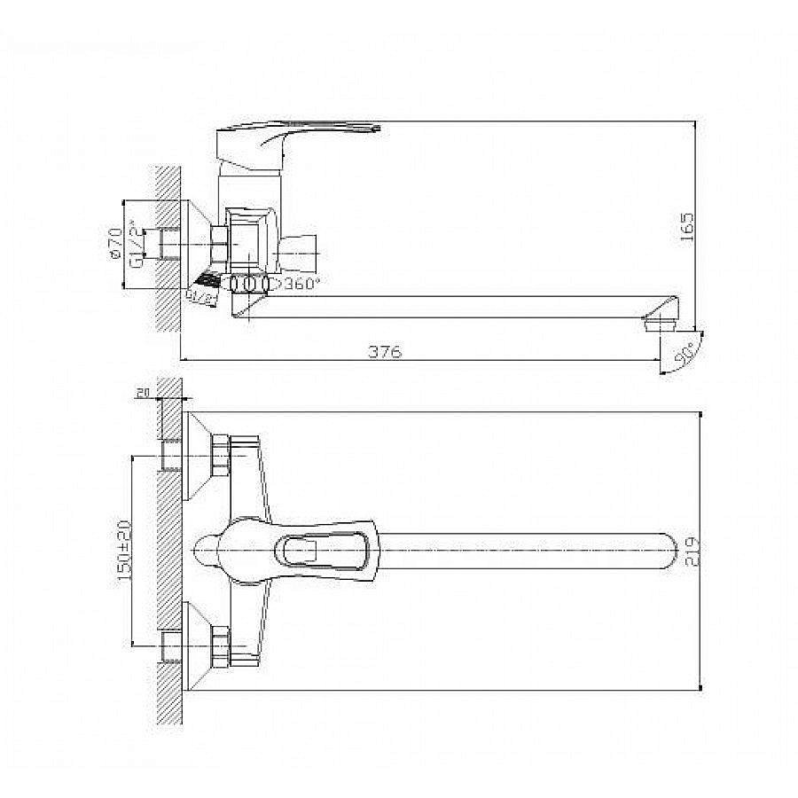 Смеситель для ванны Rossinka T T40-32 купить в интернет-магазине сантехники Sanbest