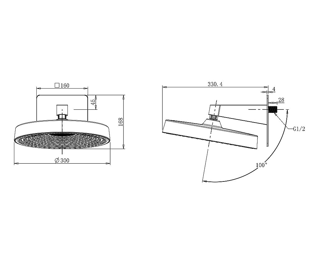 Верхний душ WONZON & WOGHAND, Темный графит (WW-HS099-BGG) купить в интернет-магазине сантехники Sanbest