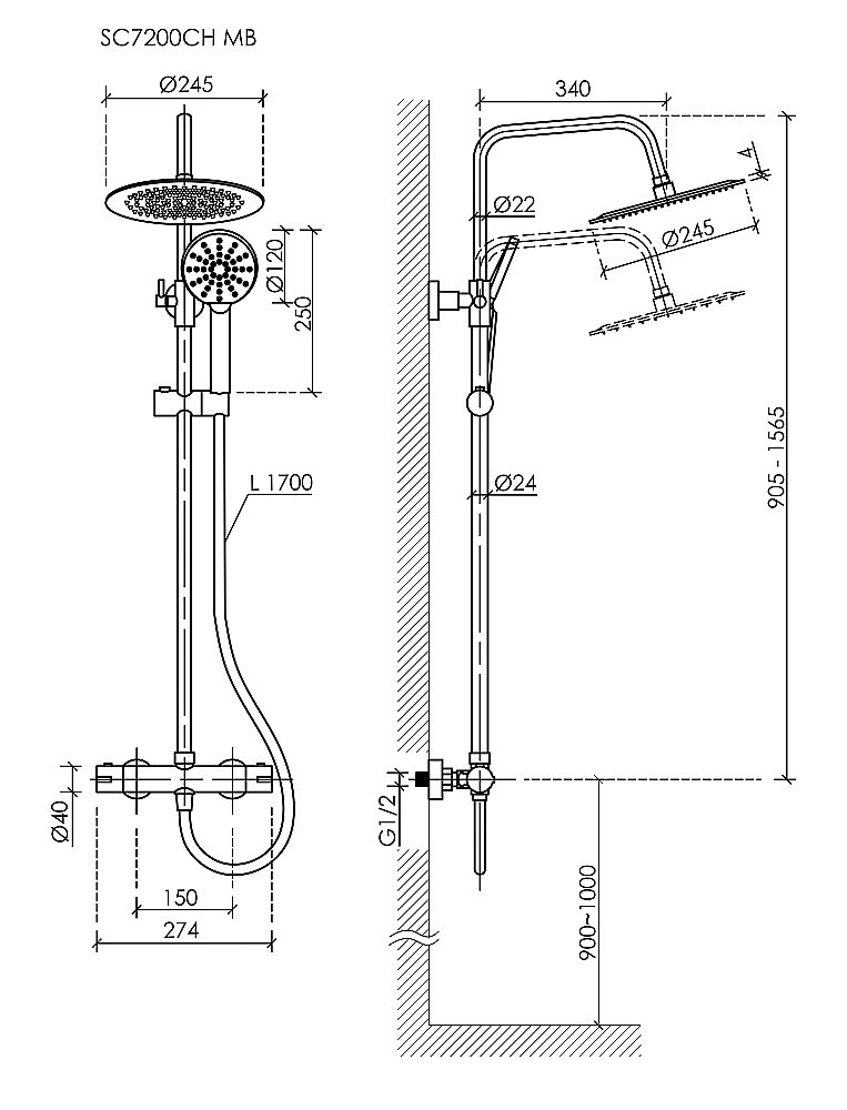 Душевая система Sancos Kanedo SC7200MB черная матовая купить в интернет-магазине сантехники Sanbest