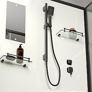 Душевая кабина Niagara Standart ST100/80/15Q/BL/BK 100х80 без крыши, профиль черный матовый/стекло прозрачное купить в интернет-магазине Sanbest
