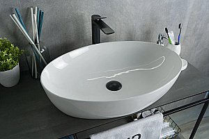 Раковина накладная Gid Lago 61 N9433 51148 белая купить в интернет-магазине Sanbest