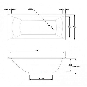 Ванна чугунная BYON Milan  170x75 купить в интернет-магазине Sanbest