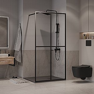 Душевое ограждение Niagara Nova NG-686-90BLACK 90 прозрачное с рисунком/профиль черный матовый купить в интернет-магазине Sanbest