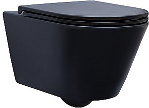 Унитаз подвесной Aquanet Lake черный матовый с крышкой микролифт, безободковый купить в интернет-магазине Sanbest