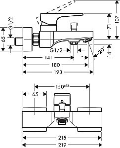 Смеситель для ванны Hansgrohe Metropol 32540000 купить в интернет-магазине сантехники Sanbest