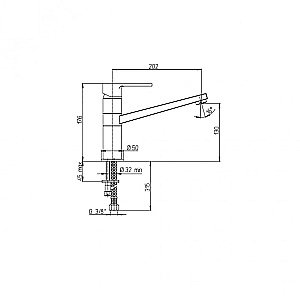 Смеситель для кухни PAINI Le Mans 90CR573GMLMKM хром купить в интернет-магазине сантехники Sanbest