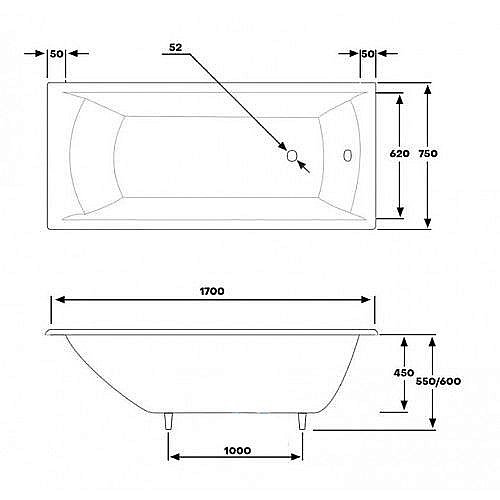 Ванна чугунная BYON Milan V0000083 170x75 купить в интернет-магазине Sanbest