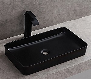 Раковина накладная Ceramalux NC 60,5 9396-1МВ черная матовая купить в интернет-магазине Sanbest