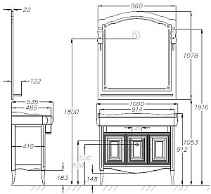 Тумба с раковиной Опадирис Лоренцо 100 белый матовый для ванной в интернет-магазине Sanbest