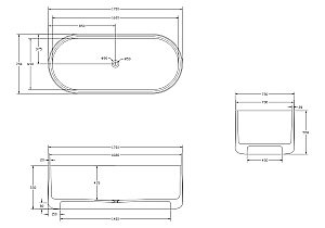 Ванна Abber 170х75 AT9708Onyx черная купить в интернет-магазине Sanbest
