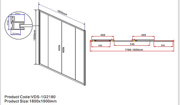 Душевая дверь Vincea Garda VDS-1G2180CH 180 купить в интернет-магазине Sanbest