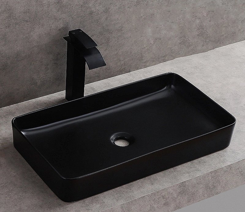 Раковина накладная Ceramalux NC 60,5 9396-1МВ черная матовая купить в интернет-магазине Sanbest