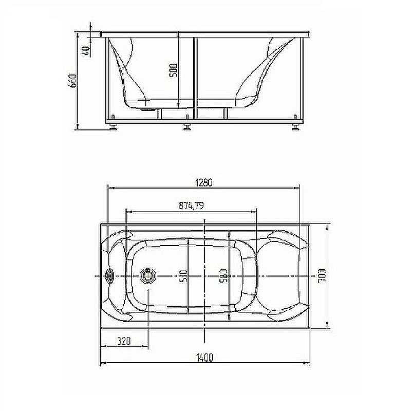 Ванна Aquatek Альфа 140х70 ALF140-0000023 белая купить в интернет-магазине Sanbest