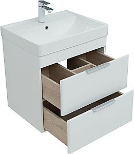 Тумба с раковиной Aquanet Ирис new 60 подвесная белый глянец для ванной в интернет-магазине Sanbest