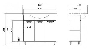 Тумба с раковиной Loranto Стиль CS00079170 100 белая для ванной в интернет-магазине Sanbest