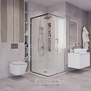 Душевой уголок Grossman Cosmo 300.K33.02.8080.10.02 80x80 стекло шиншилла/профиль хром купить в интернет-магазине Sanbest