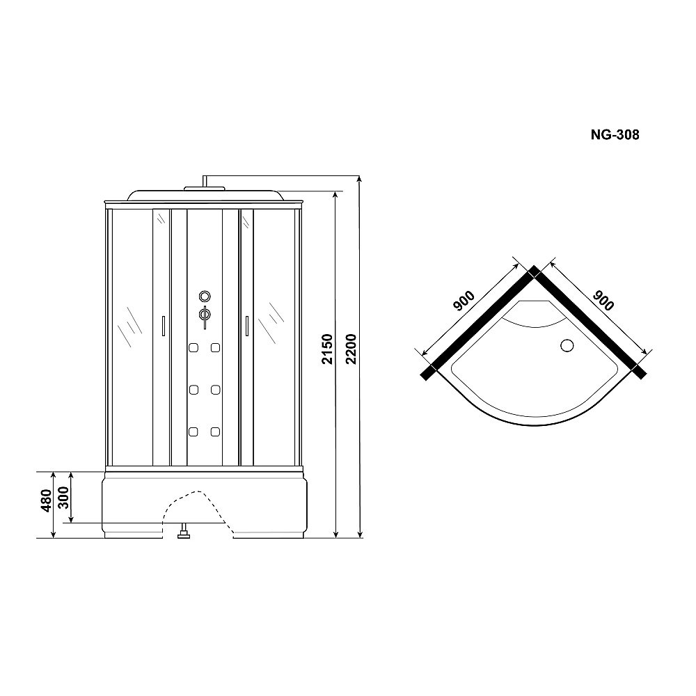 Душевая кабина Niagara Ultra NG-308-01 90х90 купить в интернет-магазине Sanbest