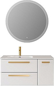 Тумба с раковиной Cezares ECO-CER-N 100 ECO-CER-N-1000-2C-1A-SO-BL белая глянцевая для ванной в интернет-магазине Sanbest