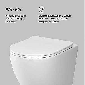 Унитаз подвесной AM.PM Like C801900SC белый, безободковый купить в интернет-магазине Sanbest