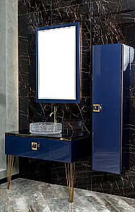 Консоль с раковиной и столешницей Armadi Art LUCIDO 770-080-BL 80 насыщенный синий для ванной в интернет-магазине сантехники Sanbest