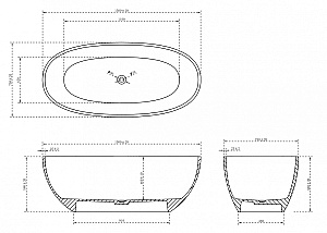 Ванна прозрачная Abber Kristall 150х75 AT9701Onyx-1.5 черная купить в интернет-магазине Sanbest