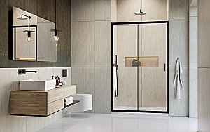 Душевая дверь Radaway Alienta Black DWJ 130 10260130-54-01 стекло прозрачное/профиль черный матовый купить в интернет-магазине Sanbest