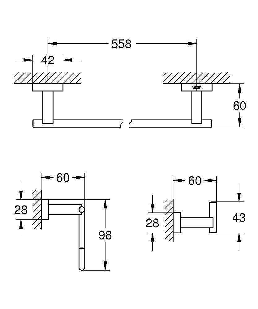 Набор аксессуаров Grohe Essentials Cube (3 предмета) 40777001 купить в интернет-магазине сантехники Sanbest