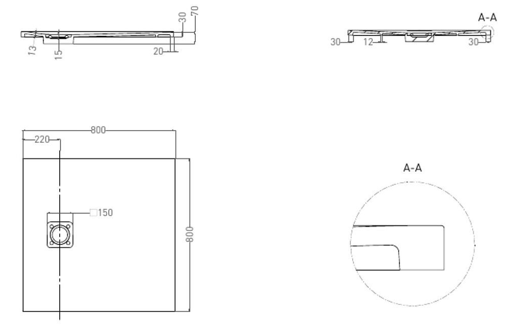 Душевой поддон Salini Oasi 120323MRF S-Stone 80x80 матовый купить в интернет-магазине Sanbest