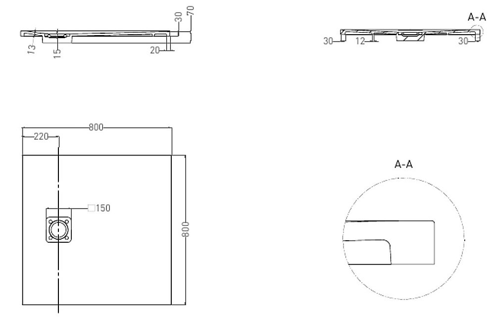 Душевой поддон Salini Oasi 120323MF S-Stone 80x80 матовый купить в интернет-магазине Sanbest