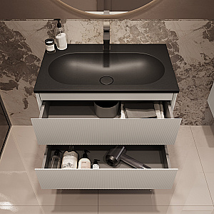 Тумба с раковиной Vincea Welle 80 VMC-2WL800MW/VCB-4H800A белая матовая/раковина антрацит для ванной в интернет-магазине Sanbest