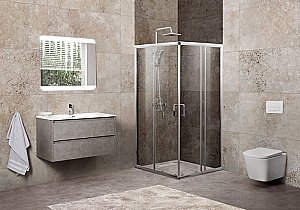 Душевой уголок BelBagno UNIQUE-A-2-85/100-C-Cr 100х100 стекло прозрачное/профиль хром купить в интернет-магазине Sanbest
