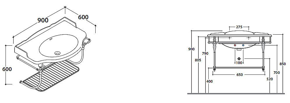Консоль подвесная с раковиной GLOBO Paestum 90 хром для ванной в интернет-магазине сантехники Sanbest