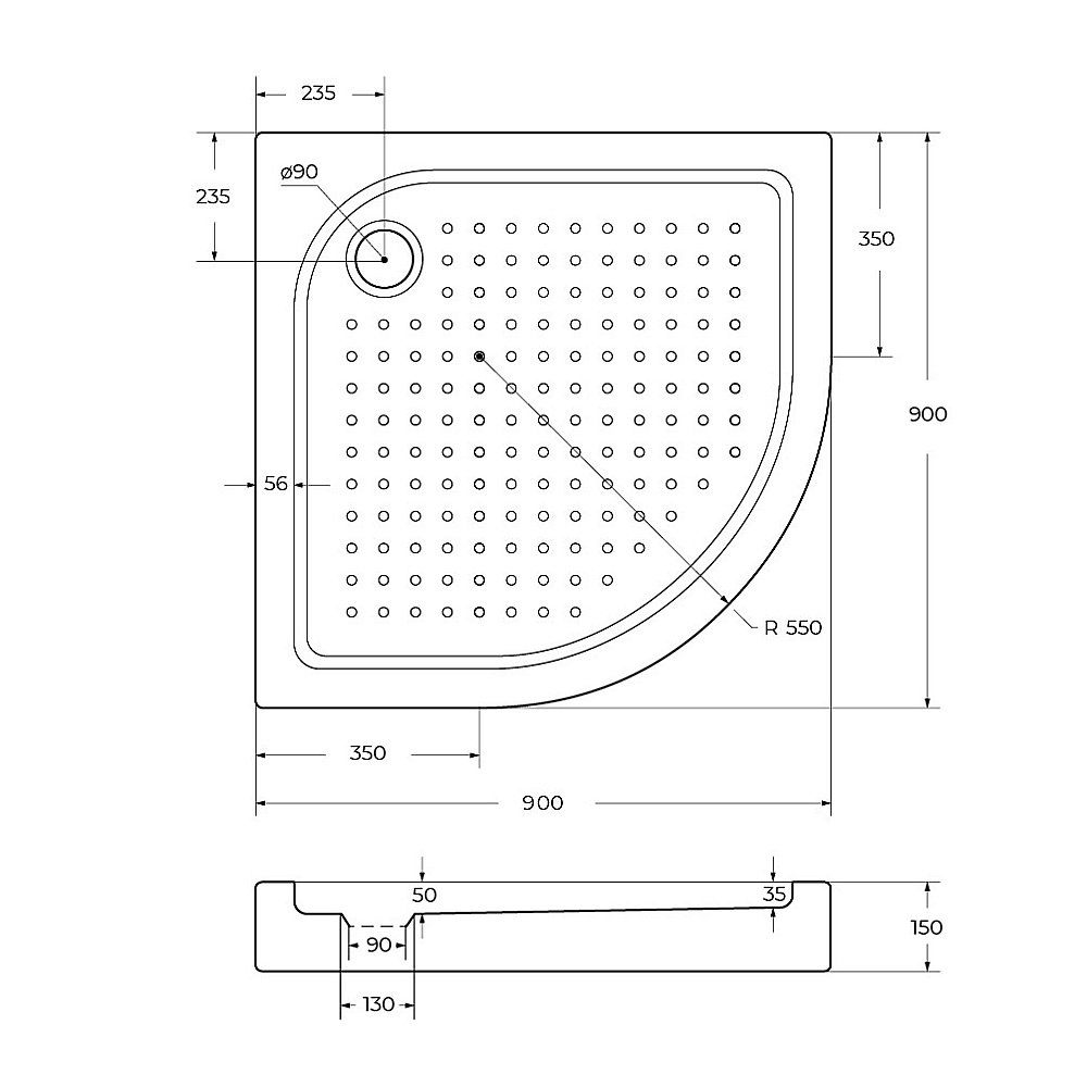 Душевой поддон BelBagno TRAY-BB-R-90-550-15-W 90х90 белый купить в интернет-магазине Sanbest