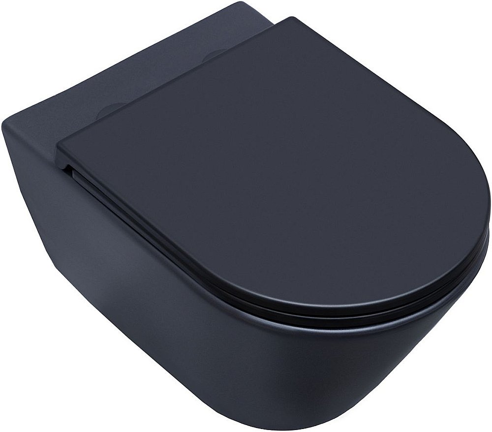 Унитаз подвесной Aquanet Lake черный матовый с крышкой микролифт, безободковый купить в интернет-магазине Sanbest