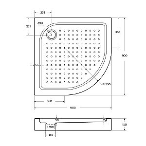 Душевой поддон BelBagno TRAY-BB-R-90-550-15-W 90х90 белый купить в интернет-магазине Sanbest