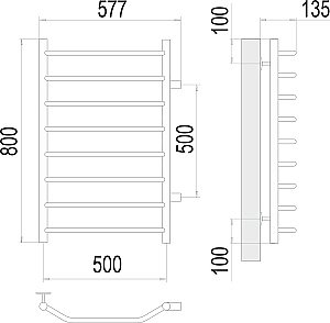 Полотенцесушитель водяной Terminus Виктория П8 500х800 с боковым подключением 500 купить в интернет-магазине сантехники Sanbest