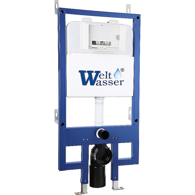 Унитаз подвесной WeltWasser BAMBERG 545+KEHLBACH 004 GL-WT+BAMBERG WT белый глянцевый, безободковый, с крышкой микролифт, с инсталляцией и белой кнопкой купить в интернет-магазине Sanbest