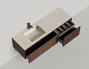 Тумба с раковиной Salini Domino 27D316IN 160 шпон Tabu для ванной в интернет-магазине Sanbest