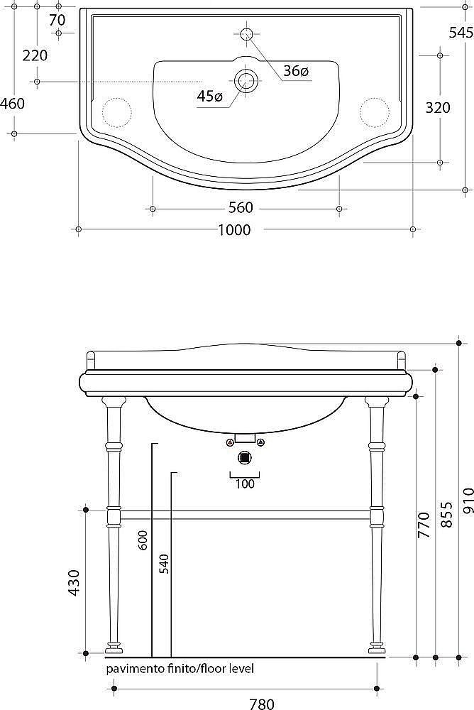 Раковина Kerasan Retro 100 105001*1 белая купить в интернет-магазине Sanbest