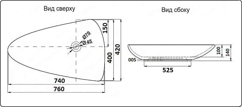 Раковина накладная Ceramalux N 76 7862 белая купить в интернет-магазине Sanbest