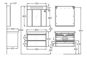 Тумба подвесная с раковиной Опадирис Фреш 80 белая/белое стекло для ванной в интернет-магазине Sanbest