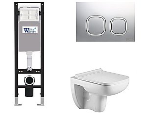 Унитаз с инсталляцией WeltWasser AMBERG 350 + KEHLBACH 004 GL-WT + AMBERG RD-MT CR белый/кнопка матовый хром купить в интернет-магазине Sanbest