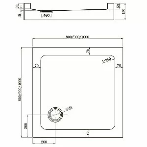 Душевой поддон Veconi Tezeo TZ52-100-C5 100x100 купить в интернет-магазине Sanbest